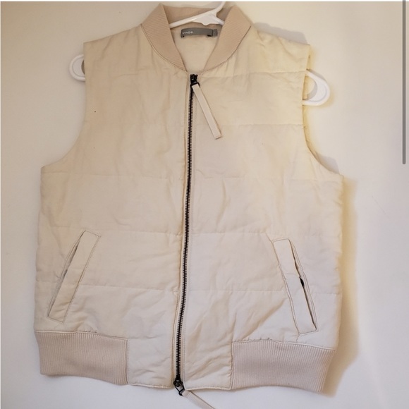 Vince Women's Strand Collar Zip Front Quilted Vest Solid Ivory Size Small - Picture 2 of 6